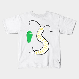 Wiggly Monarch Caterpillar And Chrysalis Kids T-Shirt